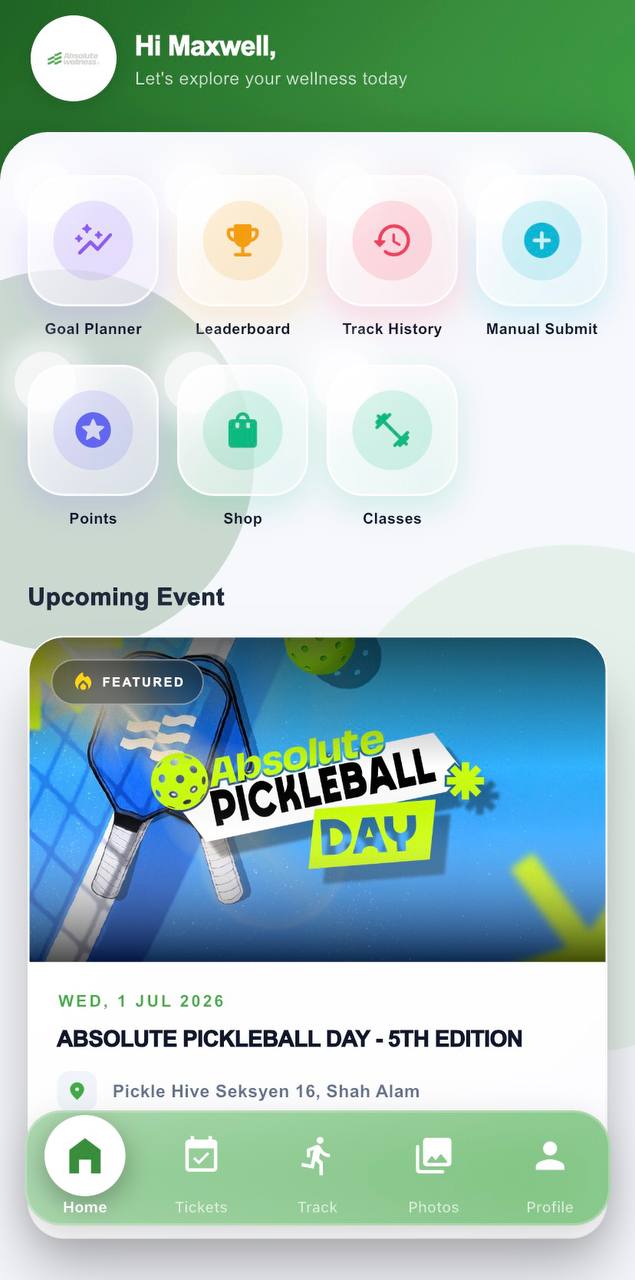 Absolute Go Pass app home screen